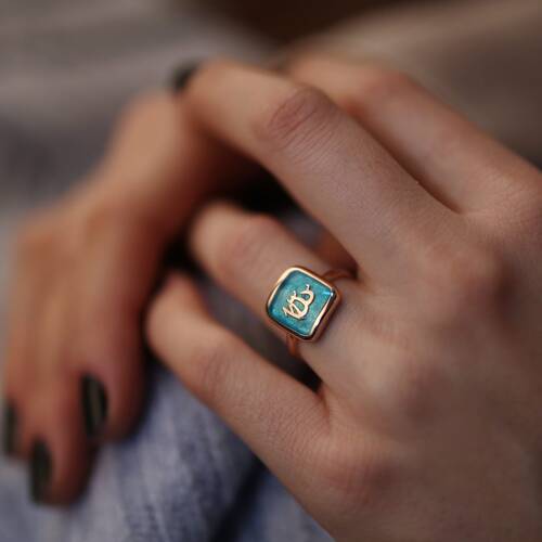 By Golden House - Allah Lafzı Mineli Yüzük (1)