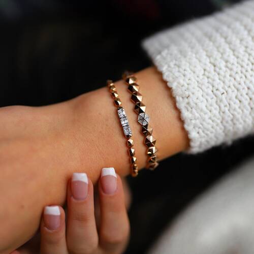 By Golden House - Altıgen Pırlanta Bileklik Kombin