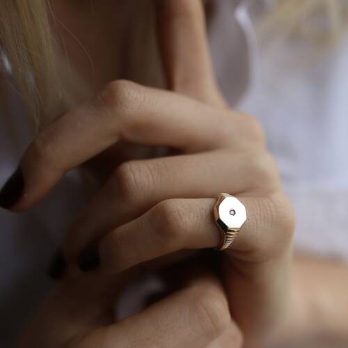 By Golden House - Altıgen Şövalye Yüzük (1)