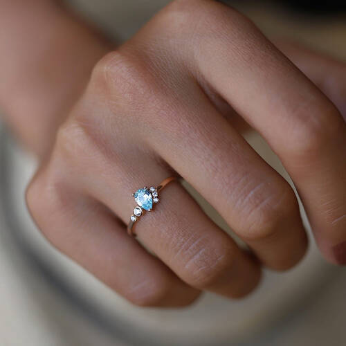 By Golden House - Aqua Damla Yüzük