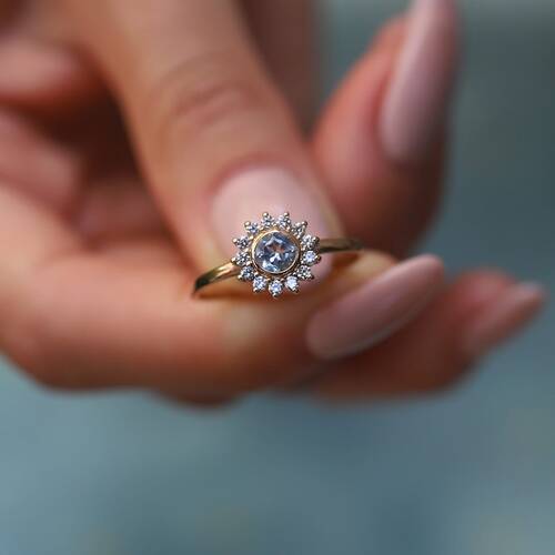 By Golden House - Aquamarin Pırlanta Yüzük