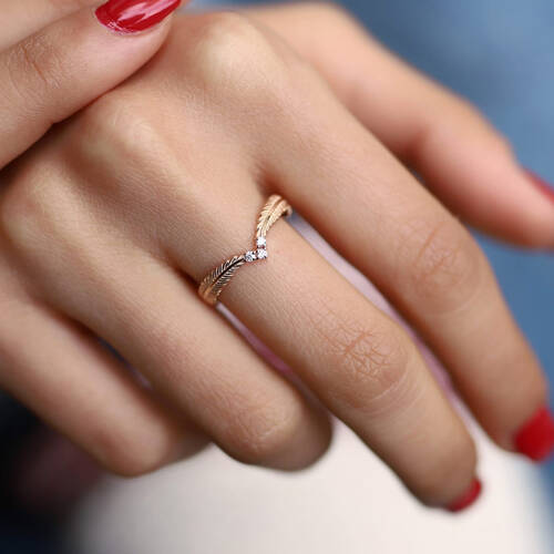 By Golden House - Art Deco Tüy Yüzük