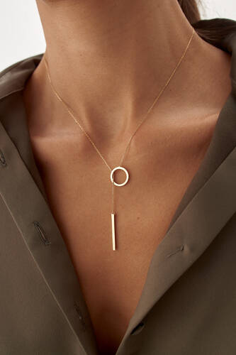 By Golden House - Asansörlü Halka Dekolte Kolye (1)