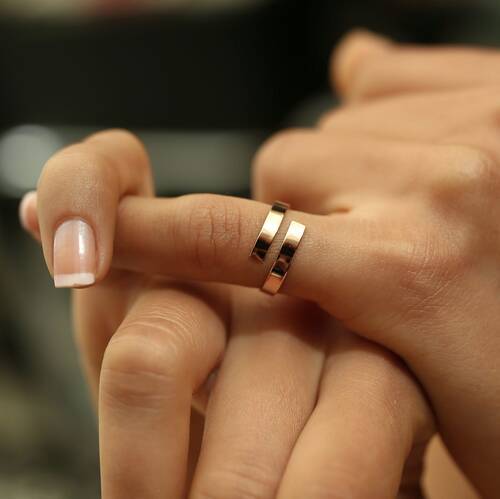 By Golden House - Asimetrik İkili Kemer Yüzük