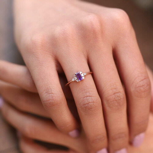 By Golden House - Baget Ametist Pırlanta Yüzük By Golden House - Baget Ametist Pırlanta Yüzük