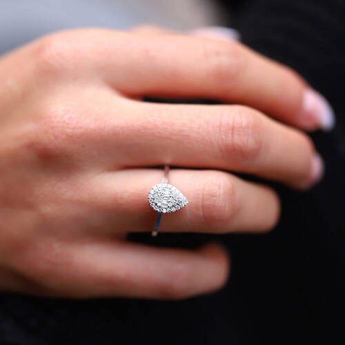 By Golden House - Baget Pırlanta Damla Yüzük