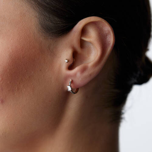 By Golden House - Baget Pırlanta Halka Küpe