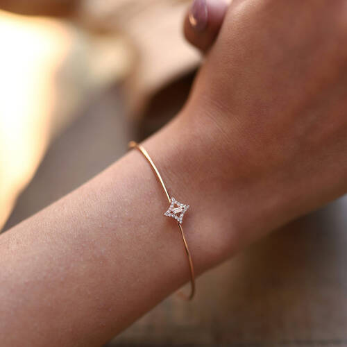 By Golden House - Baget Pırlanta Karo Bilezik