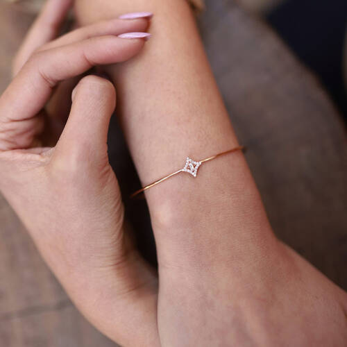 By Golden House - Baget Pırlanta Karo Bilezik (1)