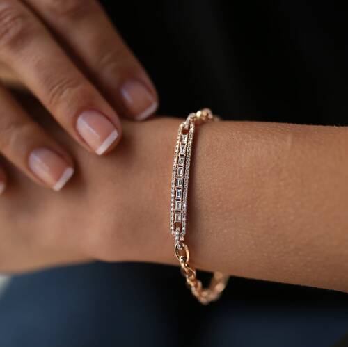 By Golden House - Baget Pırlanta Künye Bileklik