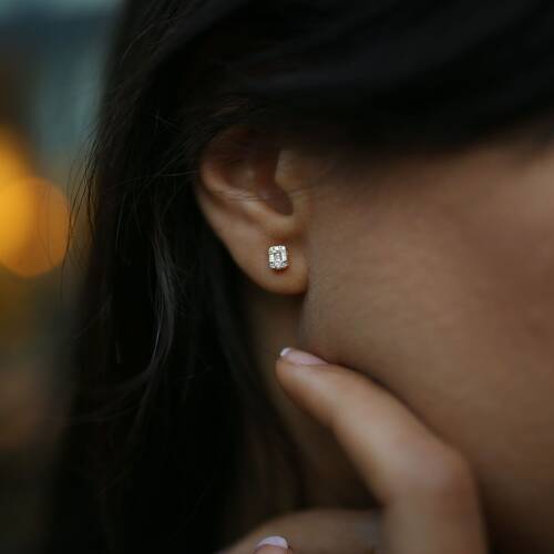 By Golden House - Baget Pırlanta Küpe