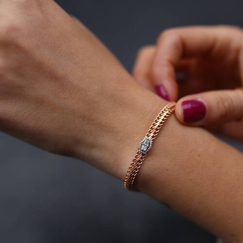 By Golden House - Baget Pırlanta Viyana Örgü Bileklik