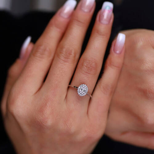 By Golden House - Baget Pırlantalı Oval Yüzük