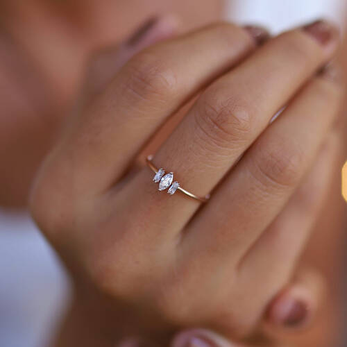 By Golden House - Bagetli Markiz Yüzük