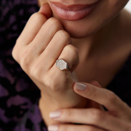 By Golden House - Bal Peteği Pırlanta Yüzük