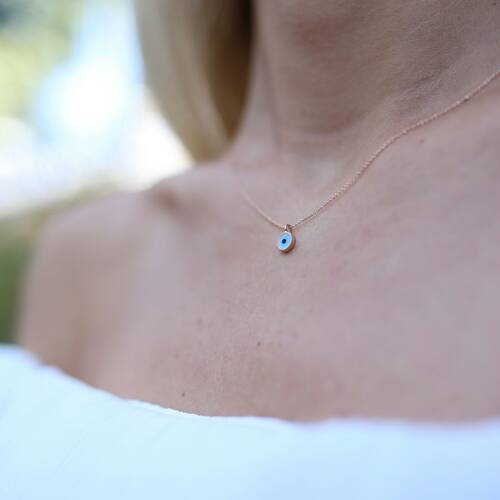 By Golden House - Beyaz Mine Göz Kolye