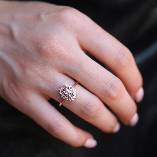 By Golden House - Blue Marin Baget Pırlanta Yüzük