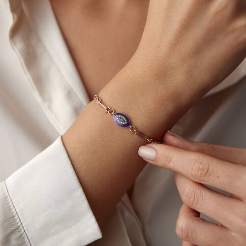 By Golden House - Blue Pırlanta Göz Bileklik