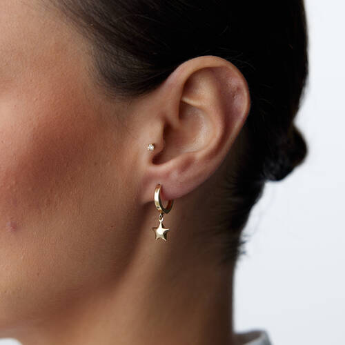 By Golden House - Bombe Yıldız Sallantılı Halka Küpe (1)