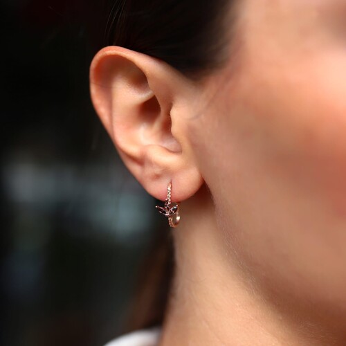 By Golden House - Brown lotus Ataç küpe