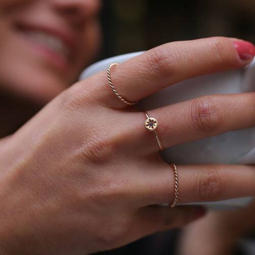 By Golden House - Burgu ve Kutup Yıldızı Kombin Yüzük