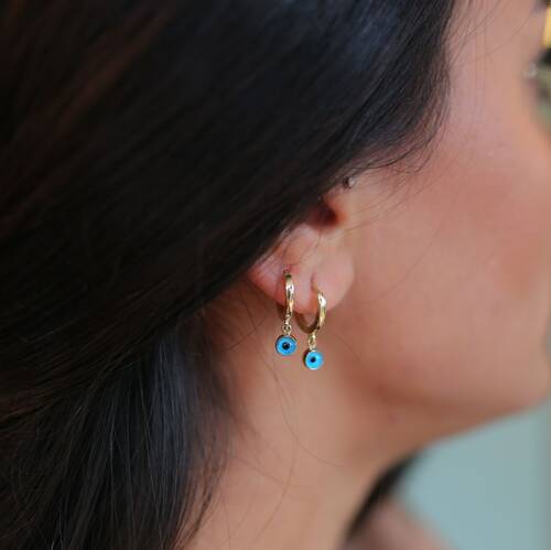 By Golden House - Cam Göz Sallantı Küpe (1)