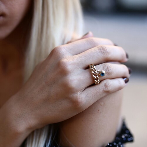 By Golden House - Cam Göz Sallantı Örgü Yüzük By Golden House - Cam Göz Sallantı Örgü Yüzük