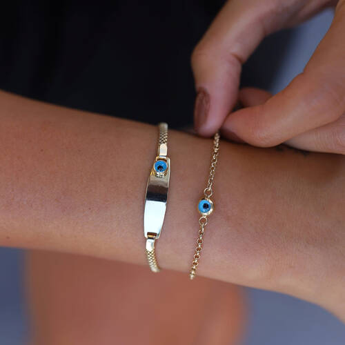 By Golden House - Cam Gözlü Künye Bileklik Kombin By Golden House - Cam Gözlü Künye Bileklik Kombin