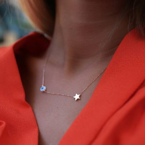 By Golden House - Cam Gözlü Yıldız Kolye