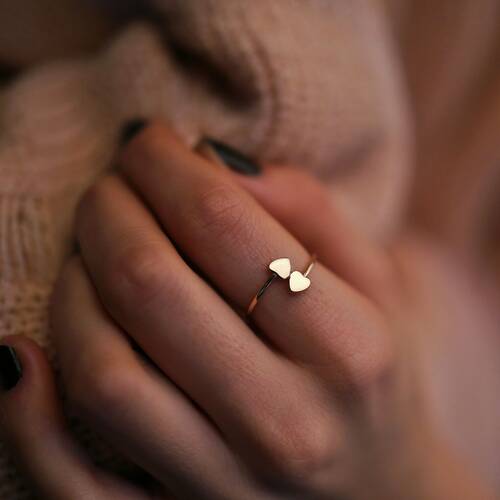 By Golden House - Çapraz Kalp Yüzük