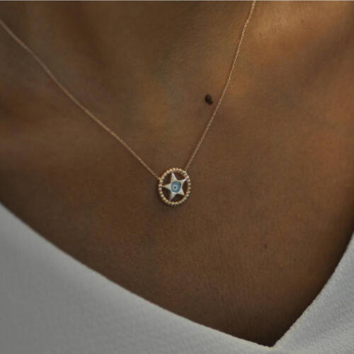 By Golden House - Çerçeveli Mine Yıldız Kolye