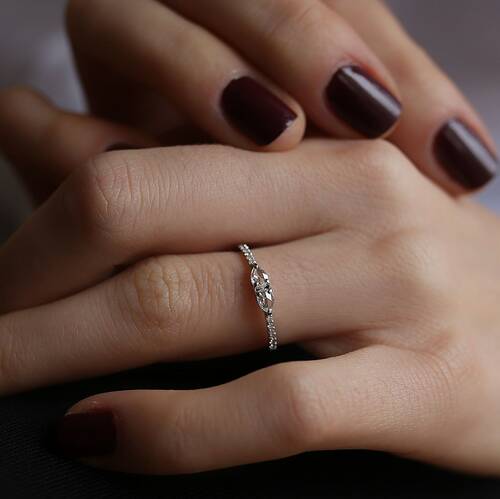 By Golden House - Çift Damla Pırlanta Yüzük (1)