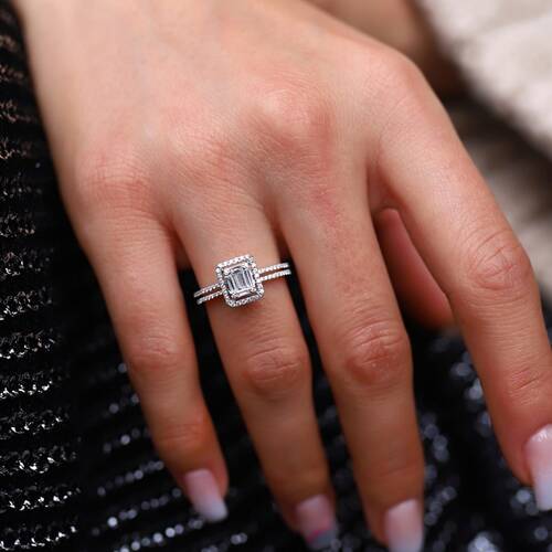 By Golden House - Çift Kollu Baget Pırlanta Yüzük