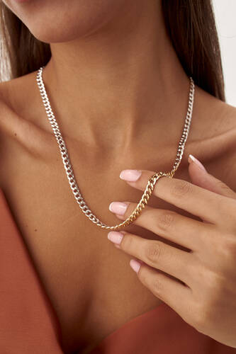 By Golden House - Çift Renk Künye Zincir Kolye