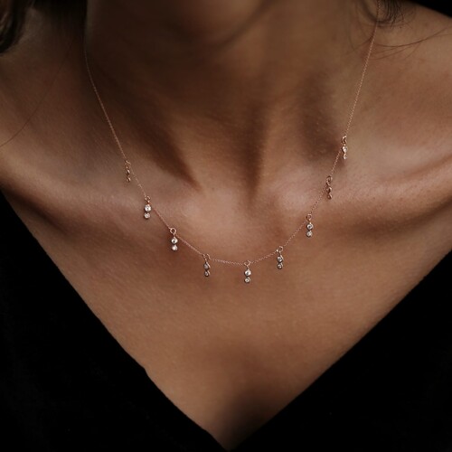 By Golden House - Çift Tohum Sallantılı Kolye (1)