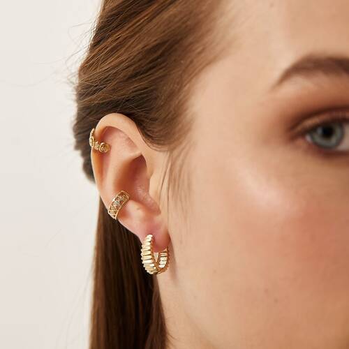 By Golden House - Çizgi Halka Küpe By Golden House - Çizgi Halka Küpe