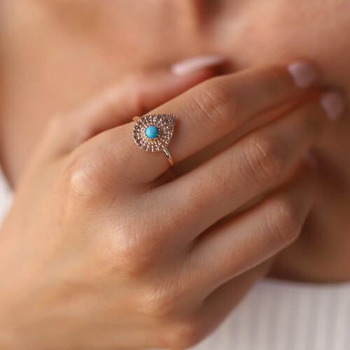 By Golden House - Damla Dövü Firuze Yüzük (1)