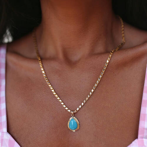 By Golden House - Damla Firuze ve Pul Zincir Kolye (1)