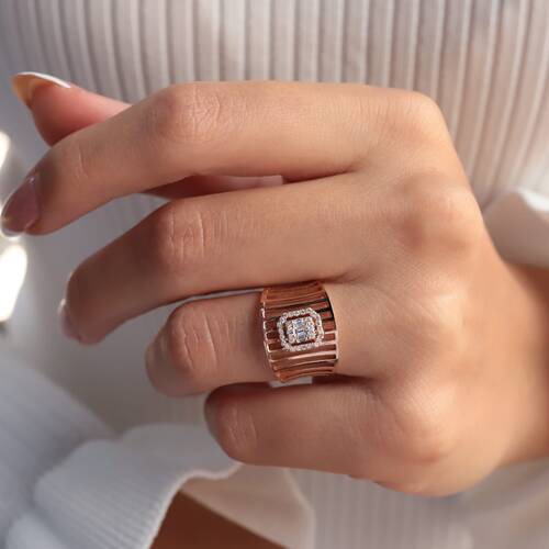 By Golden House - Dikdörtgen Kafes Pırlanta Yüzük (1)