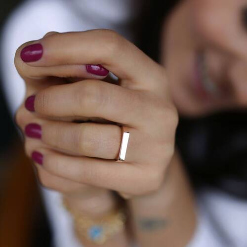 By Golden House - Dikdörtgen Yüzük