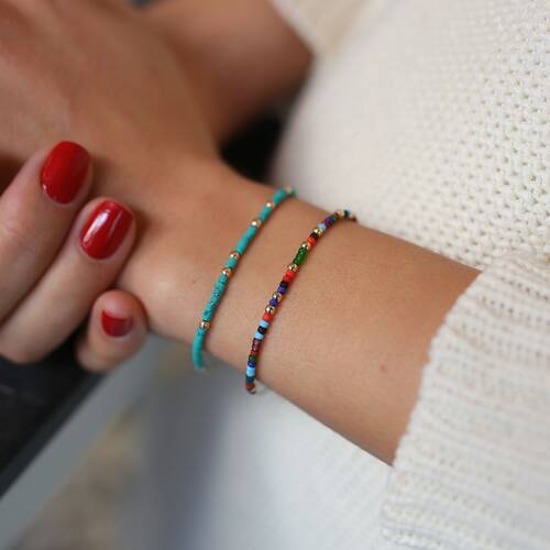 By Golden House - Doğal Renkli Taşlı Bileklik By Golden House - Doğal Renkli Taşlı Bileklik