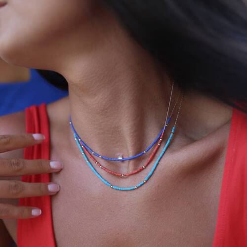 By Golden House - Doğal Taşlı Yarım Tur Kolye