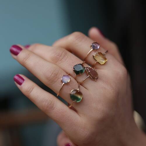 By Golden House - Doğal Taşlı Yüzükler