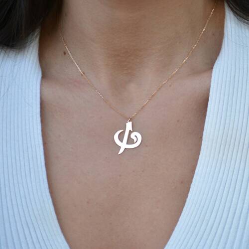 By Golden House - Elif ve Vav Harfli Kolye