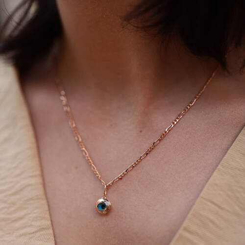 By Golden House - Figaro Zincir ve Göz Kolye (1)