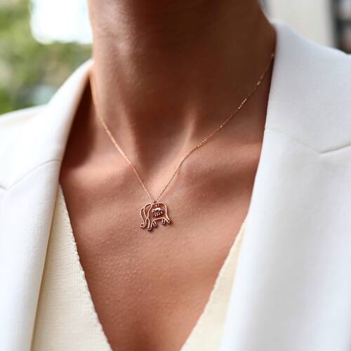 By Golden House - Fil ve Yavrusu Kolye (1)