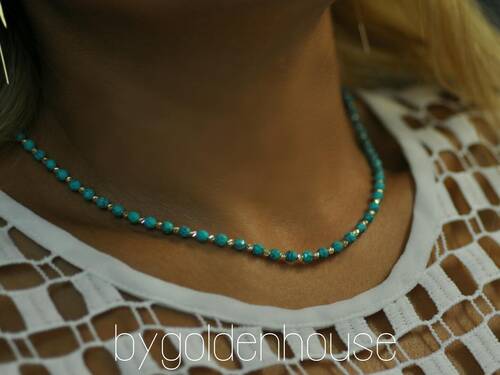 By Golden House - Firuze Taş Tasarım Kolye (1)