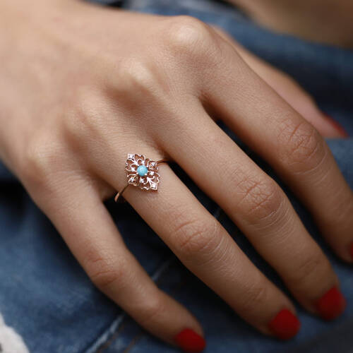 By Golden House - Firuze Taşlı Art Deco Motif Yüzük (1) By Golden House - Firuze Taşlı Art Deco Motif Yüzük (1)