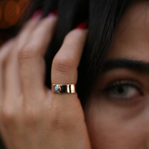 By Golden House - Firuze Taşlı Kemer Yüzük