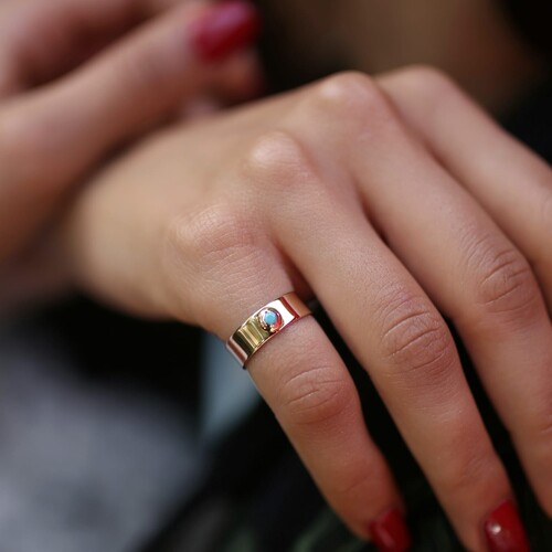 By Golden House - Firuze Taşlı Kemer Yüzük (1)